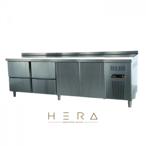 Ndustrio TNS-64-4D Tezgah Tip Snack Derin Dondurucu, 4 Çekmeceli, 2 Kapılı