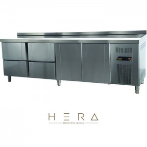 Ndustrio Tezgah Tipi Buzdolabı 4 Çekmeceli + 2 Kapılı Gastronorm Seri TPG-74-4D