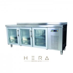 Ndustrio TPP-83-GD Tezgah Tip Pastane Buzdolabı, 3 Cam Kapılı